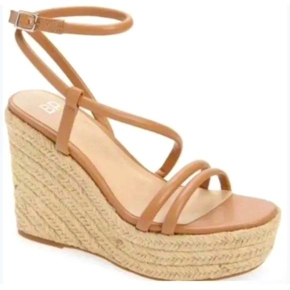 NWOT BP Cohan Tan Espadrille Platform Wedge Summer Sandals - Picture 1 of 5